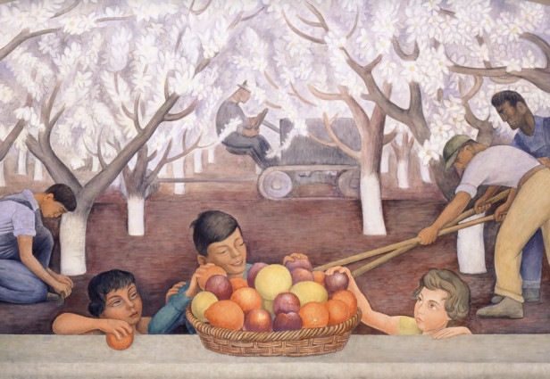 Asetelma ja kukkivat mantelipuut, 1931. Diego Rivera. Lähde: San Francisco Museum of Modern Art