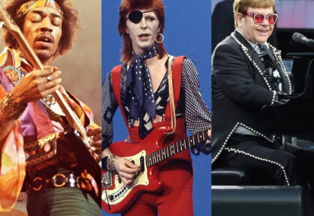 Jimi Hendrix, David Bowie ja Elton John opettivat itsensä soittamaan erilaisia ​​instrumentteja. Kuva: Useat Internet-sivustot