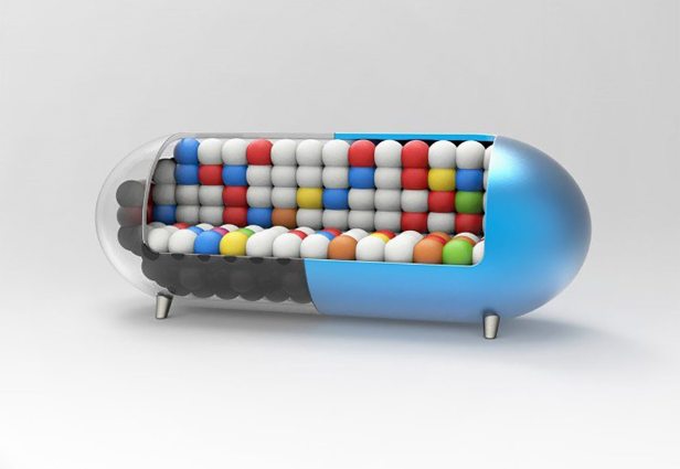C39: il divano a forma di pillola che 'allevia' il tuo riposo. Foto: Premio e concorso A'Design.