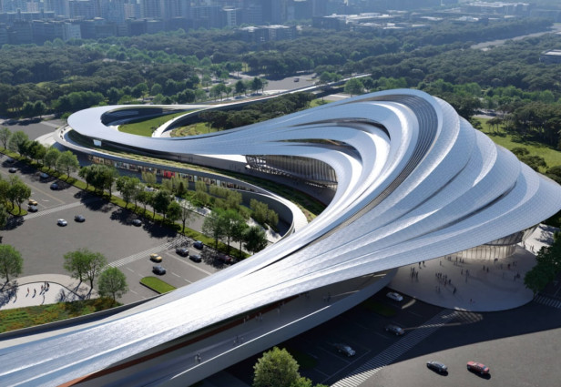 Vistazo al nuevo y súper moderno Centro de Arte de Jinghe New City en Xi’an, China. Fuente: Zaha Hadid Architects