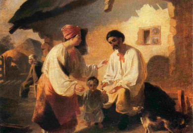 Peasant family, 1843. Taras Shevchenko. Source: WikiArt