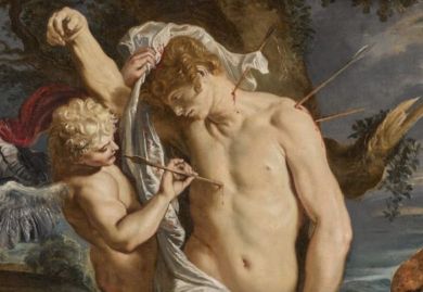 Detail des Heiligen Sebastian, umsorgt von zwei Engeln, von Rubens. Foto: Artnet