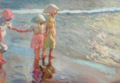 해변의 세 자매. Joaquin Sorolla, 1920. 출처: Christie's