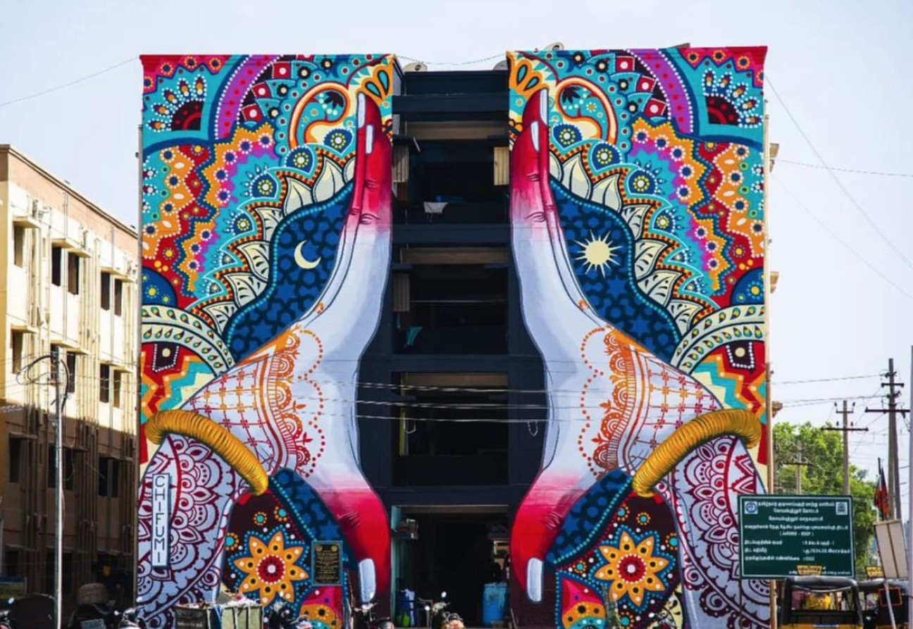 Mural hecho por Chifumi Krohom. Fuente: Chifumi Krohom Behance