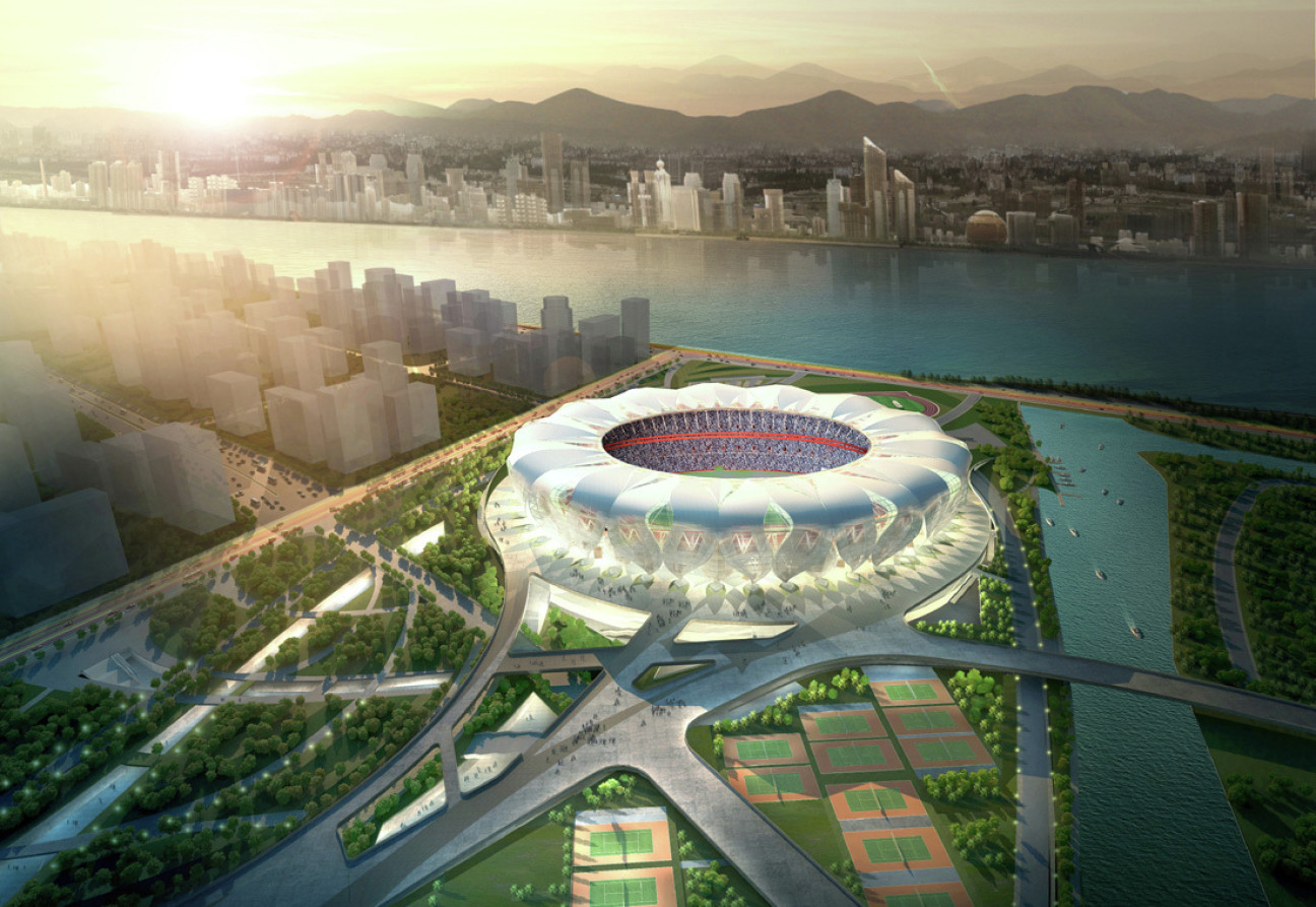 El Estadio del Centro Olímpico de Deportes de Hangzhou, inspirado en la naturaleza. Foto de: Pinterest.com