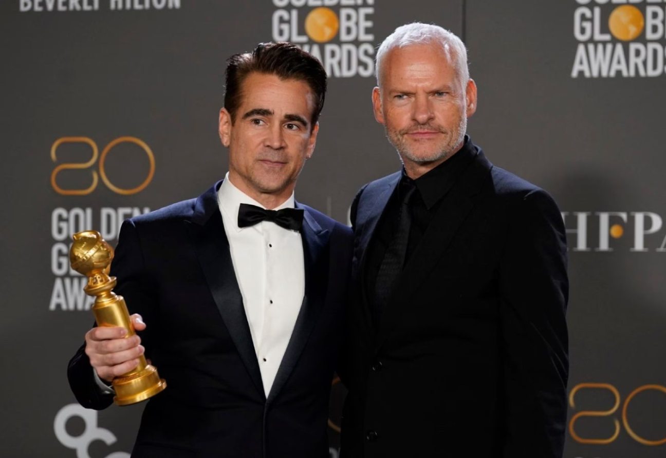 Colin Farrell and Martin McDonagh, winning actor and director for the film The Banshees of Inisherin. Source: The Country