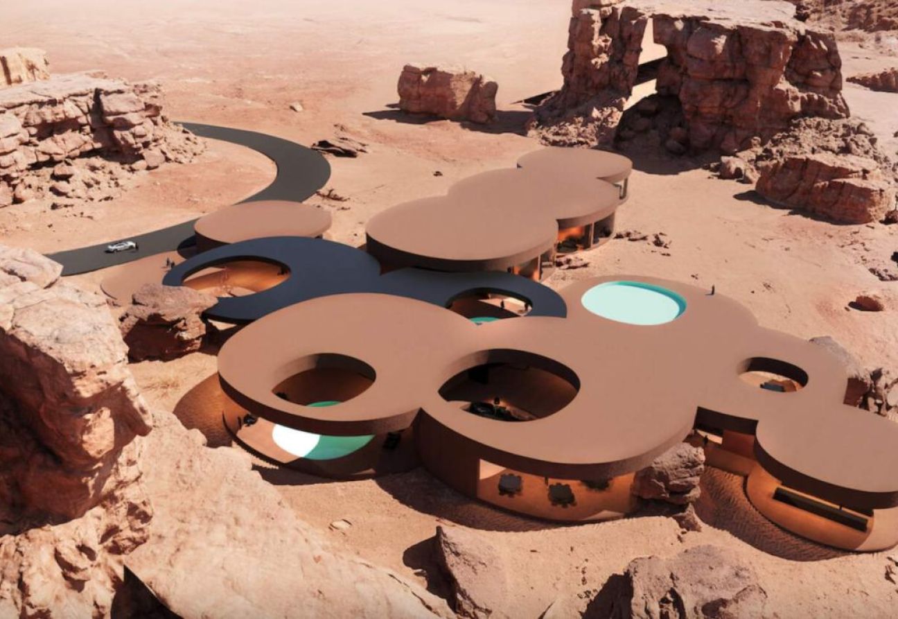 Katsaus Kuoo Tamizo Architectsin suunnittelemaan Dune-hotelliin Saudi-Arabiassa. Kuva: Amazing Architecture