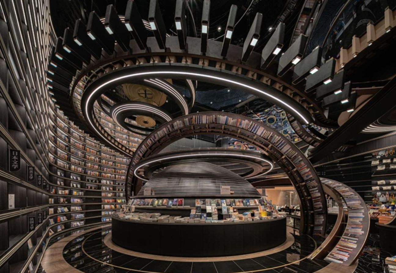 Un regard sur la librairie Huai'an Zhongshuge du futur, créée par Li Xiang. Photo de : Dezeen