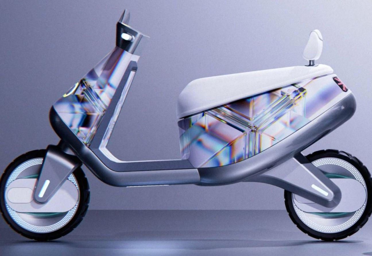 Vistazo a Omini, el scooter eléctrico que BMW Designworks y RTFKT crearon. Foto: Yanko Design
