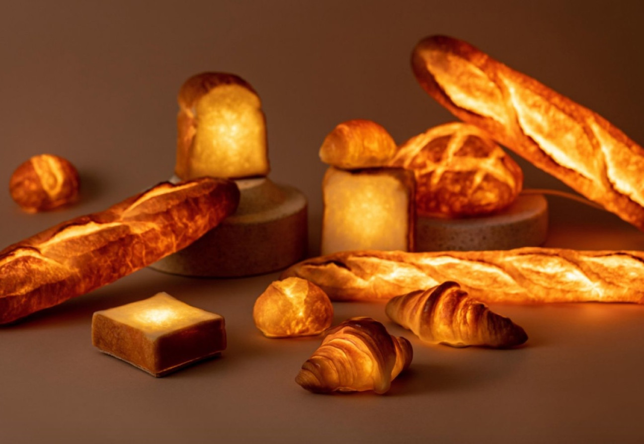 Lámparas en forma de pan hechas por Yukiko Morita. Fuente: Creative Boom