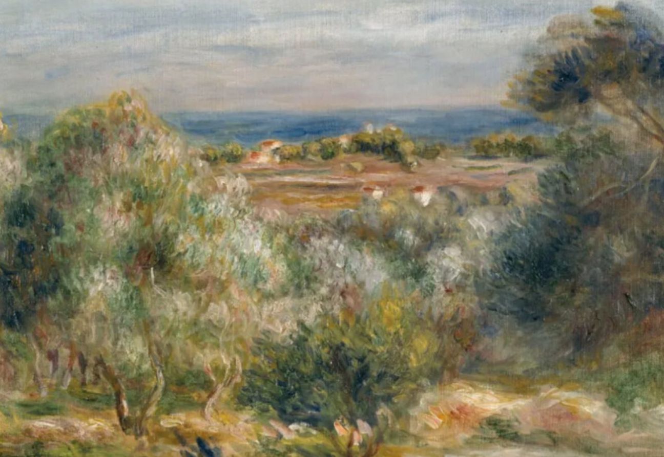 Haut-Cagnes에서 바다의 전망, 1910년. Pierre-Auguste Renoir. 사진: 아트뉴스