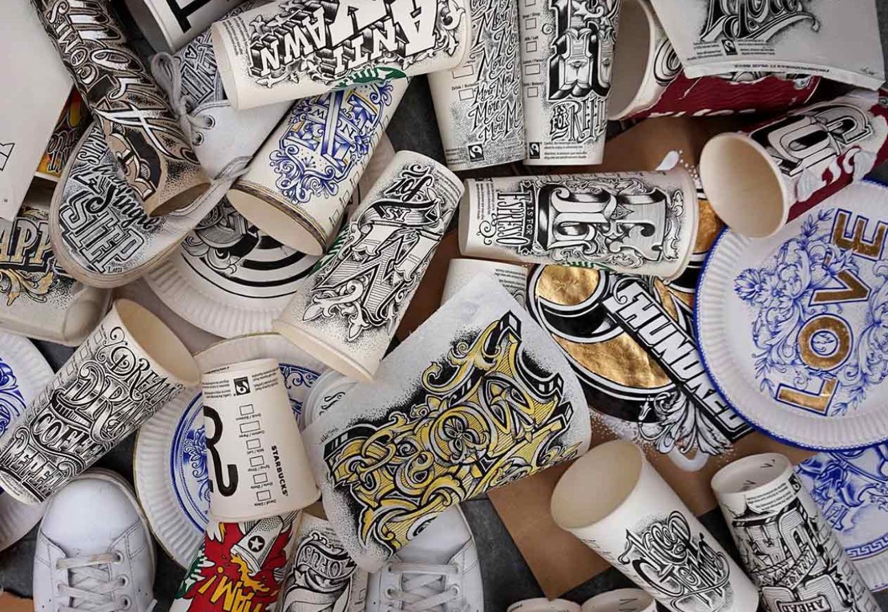 Rob Drapper: 손글씨로 쓰레기를 장식하는 예술. 롭 드레퍼 fb