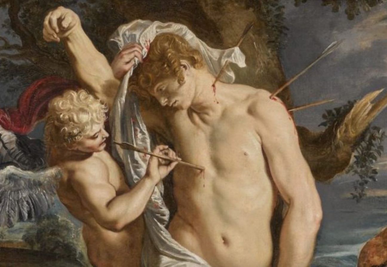 Detalle de Saint Sebastian Tended by Two Angels, de Rubens. Foto: Artnet